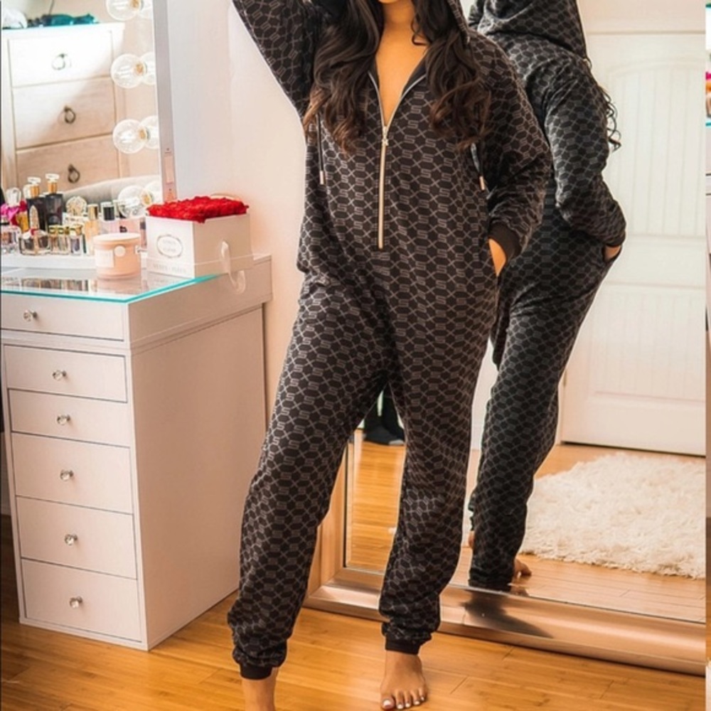 Forever Savage Hooded Onesie in Black Caviar